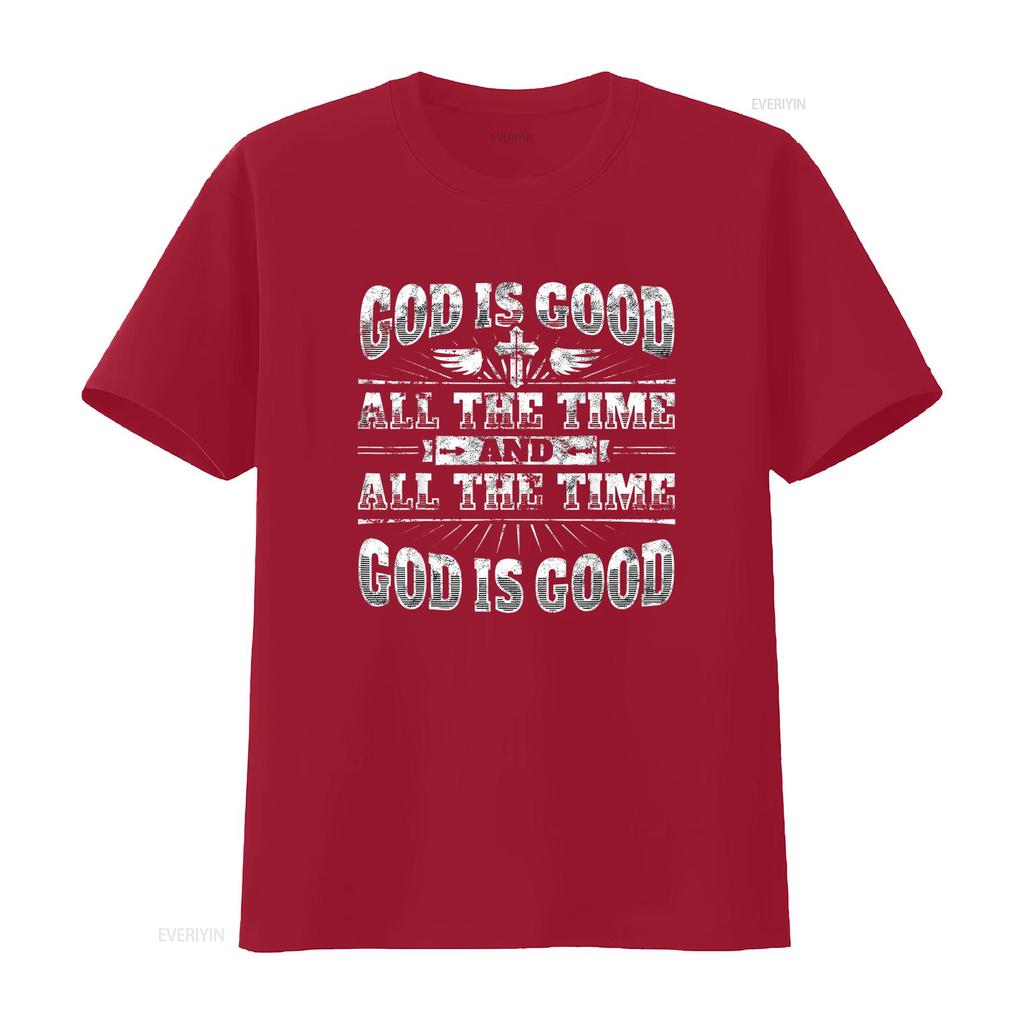 Cool Christian Saying T Shirt God Is Good All The Time vintage Washed streetwear Soft Top For Everyday Wear designer clothes
