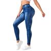 Женские спортивные леггинсы для йоги, джинсы из искусственного денима, облегающие, бесшовные, для фитнеса, с эффектом пуш-ап для ягодиц, для улицы
