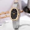 Women Quartz Oval Watch Stainless Steel Bamboo Strap Girl Student Leisure Wristwatch