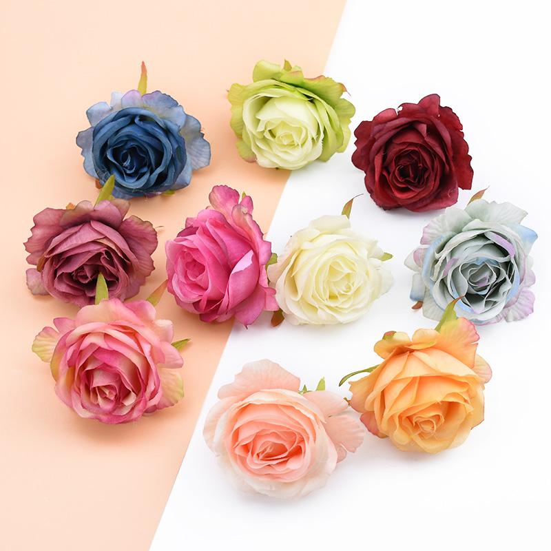 10/20pcs Artificial Flowers Silk Roses Wall Scrapbooking Wreaths Diy Gifts Candy Box Home Room Wedding Outdoor Decora Needlework