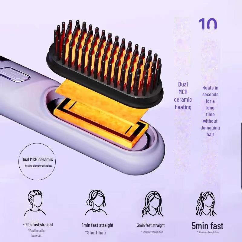 Беспроводная электрическая расческа для выпрямления и завивки волос с отрицательными ионами — инструмент для укладки двойного назначения