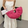 Сумка Moon Bag Beach Vacation Grass Bag Wine Weaving Handbag Женская сумка Летняя плетеная соломенная сумка Большая вместимость Сумки-шопперы через плечо