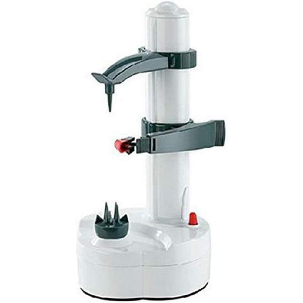 Electric Potato Peeler Automatic Rotating Peeler for Potatoes, Apples, Fruits, and Vegetables Stainless Steel Kitchen Peeling Tool (White, 1 Piece)
