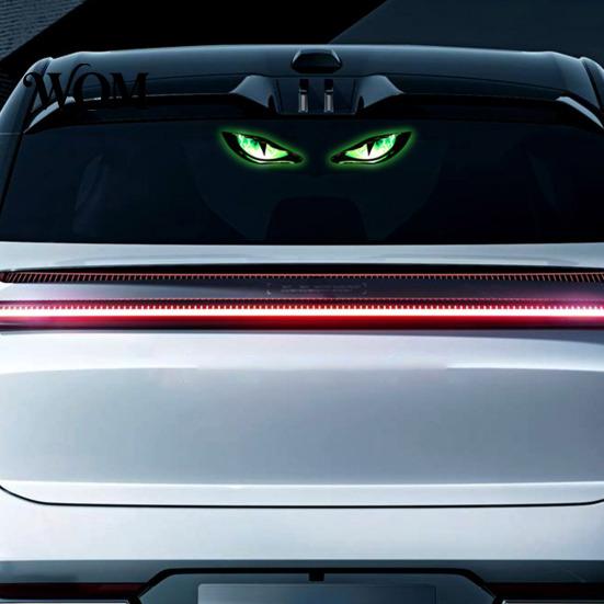 Dynamic Breathing Light Solar Devil Eyes for Windshield, Magnetic Installation Window Warning Sign with Three Car Atmosphere Smart Modes, LED Digital