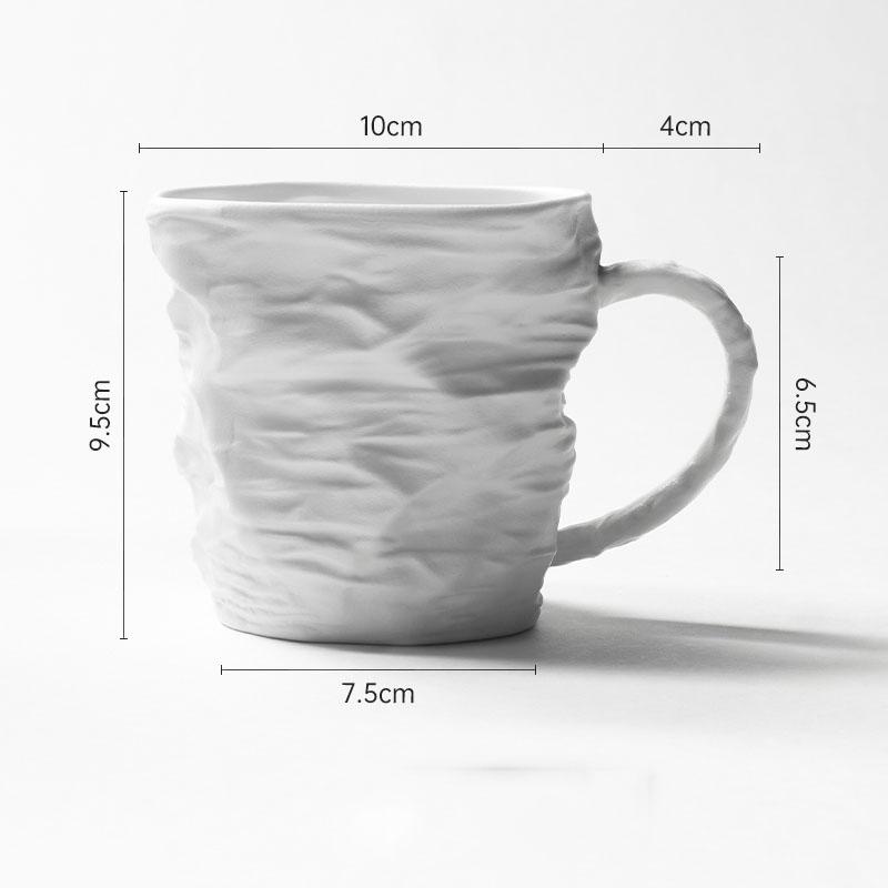Folded Texture Ceramic Mug Creative Black and White Coffee Mug Milk Mug Office Water Cup Tea Cup Household Couple's Cups