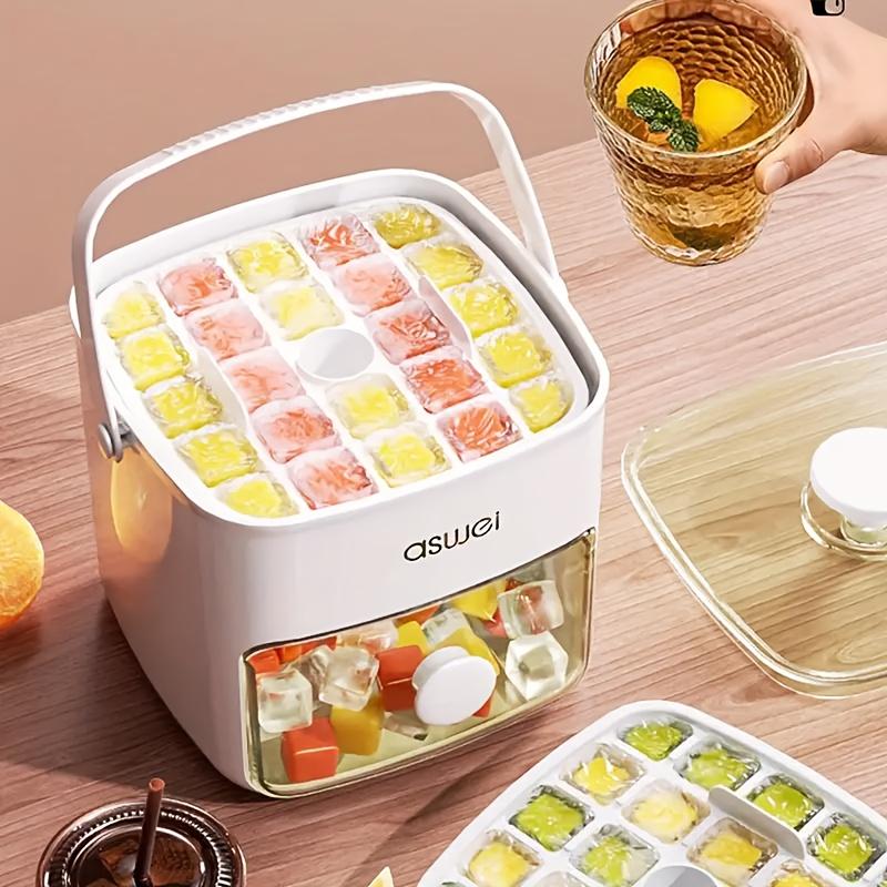 48 кубиков льда, двойная форма для кубиков льда с крышкой Easy Press, легкое приготовление идеальных кубиков льда дома, портативная конструкция, портативное хранилище для льда