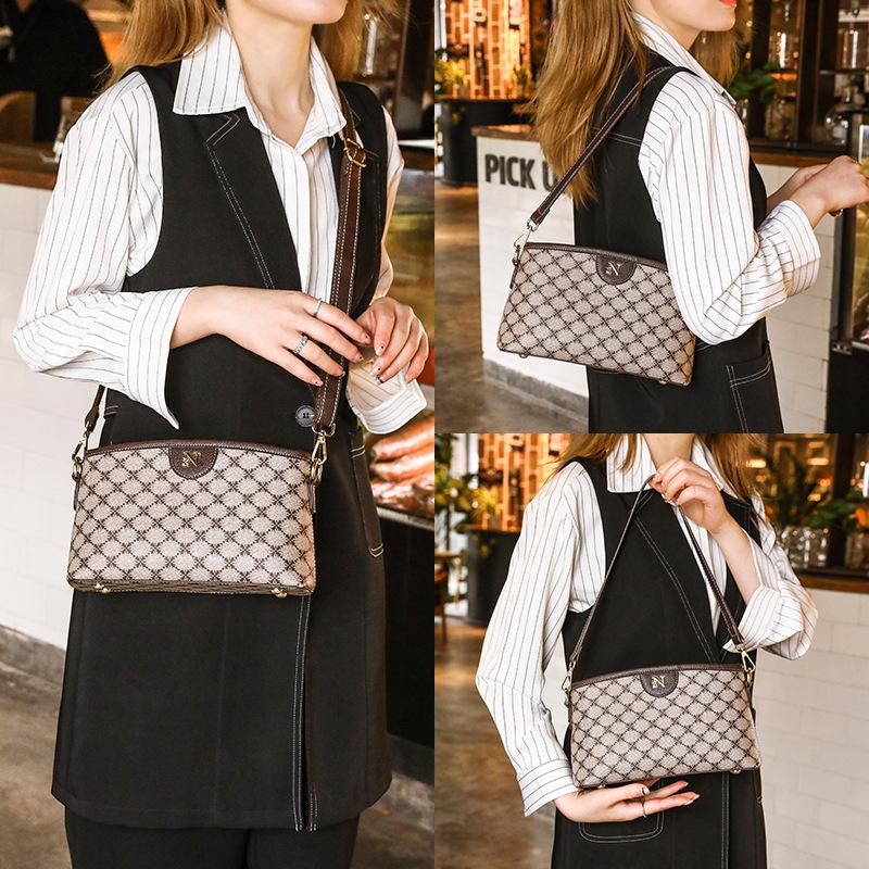 Новая модная ретро сумка через плечо с принтом, женская сумка кроссбоди, модная и универсальная сумка под мышкой, маленькая квадратная сумка