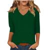 Women's Daily Versatile Casual V-Neck Solid Color Seven-Sleeve T-Shirt Top