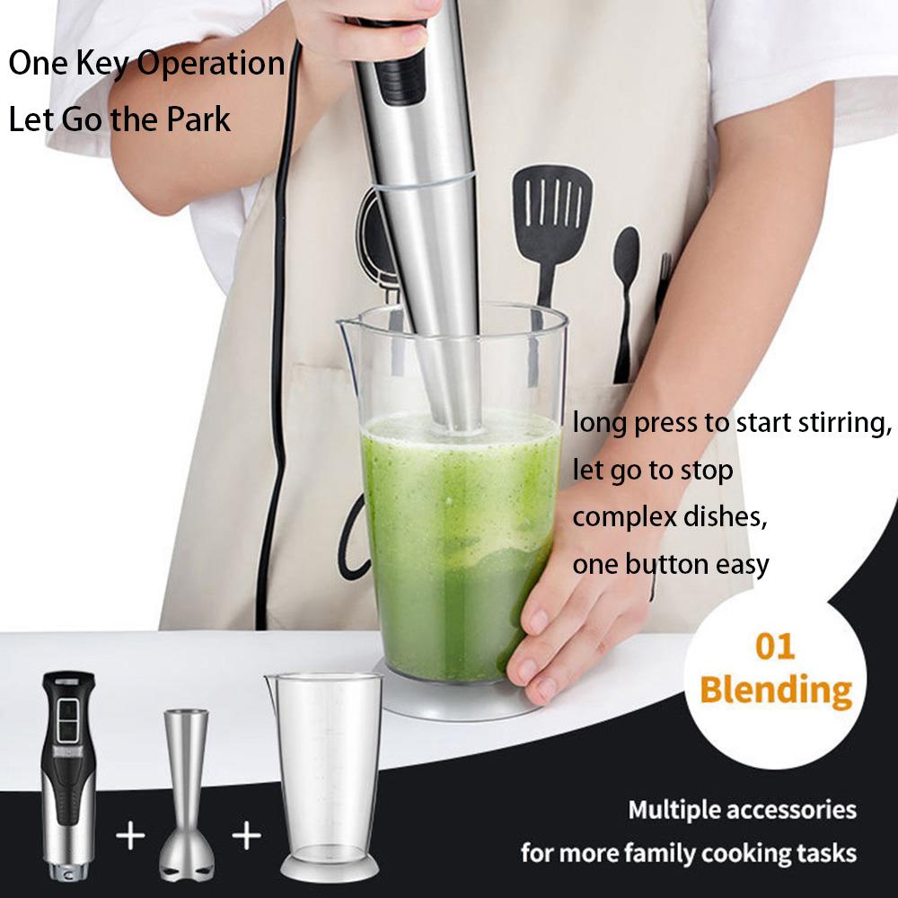 Ручной блендер, погружной ручной блендер мощностью 1200 Вт, ручной блендер из нержавеющей стали, ручной блендер 4-в-1 с яичным венчиком, стаканом и чашей-измельчителем