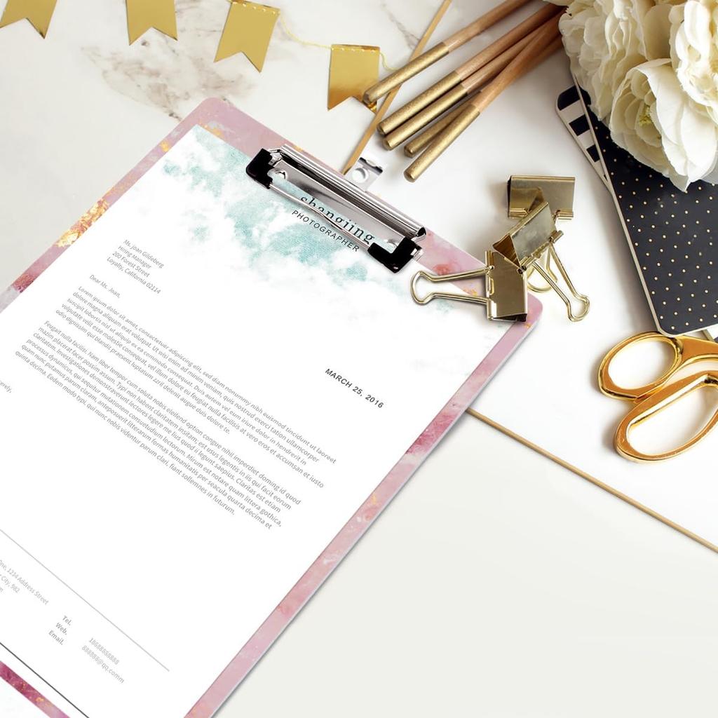 WAVEYU Cute Clipboard, Decorative Office Fashion Hardboard Wood Nursing Clip Board for Standard A4 Letter Size for Students, Women,12.5"x 9",