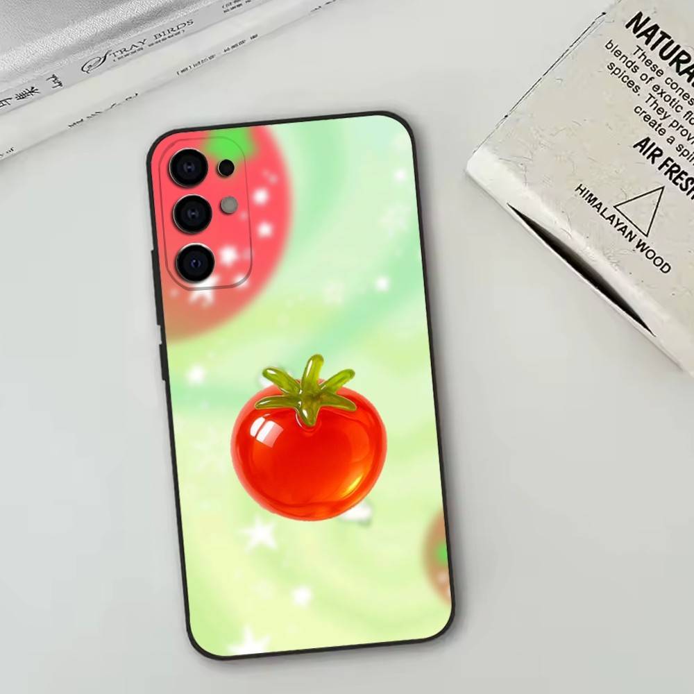 Помидор Мультяшный Милый Креативный Чехол Для Телефона Для Samsung S25,S24,S21,S22,S23,S30,Ultra,S20,Plus,Fe,Мягкий Силикон Черный Чехол