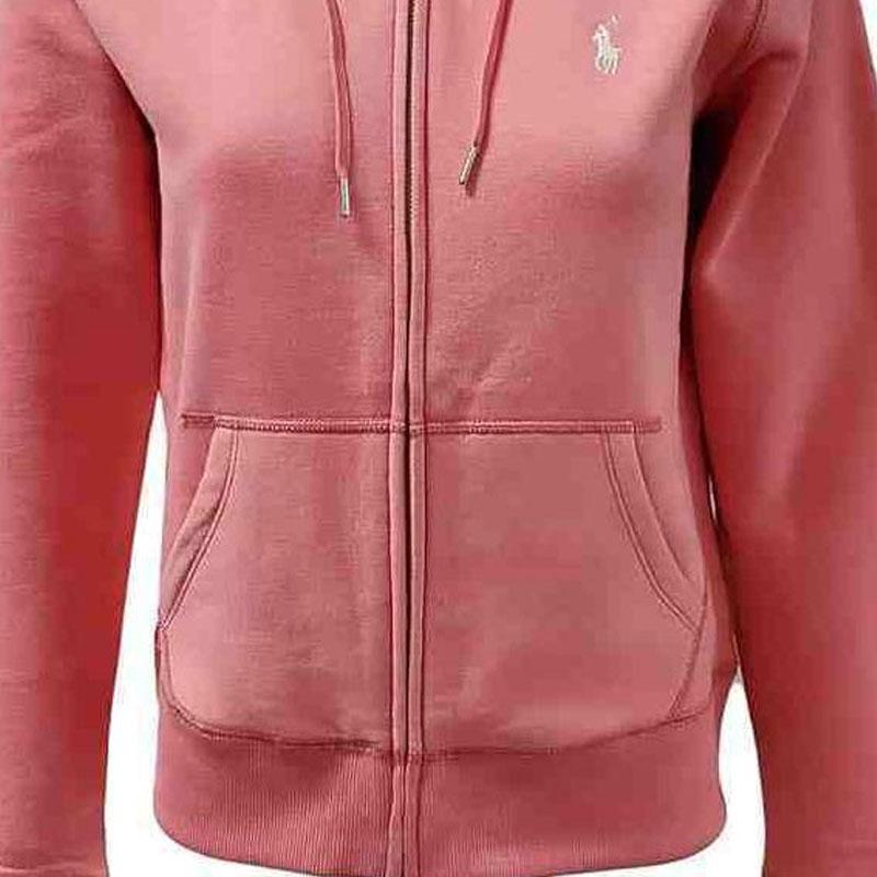 Polo Ralph Lauren однотонная толстовка с капюшоном и логотипом в виде маленького пони, женская толстовка на молнии, розовая 211841657-013