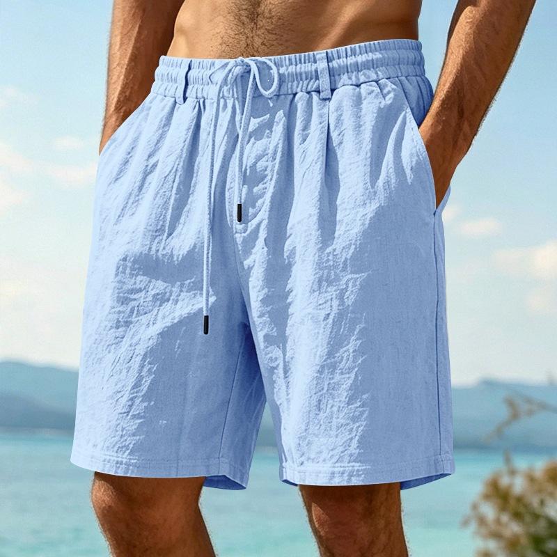 Men's Summer Linen 5 Inch Shorts, European American Loose Simple Commute Sport Beach Casual Shorts