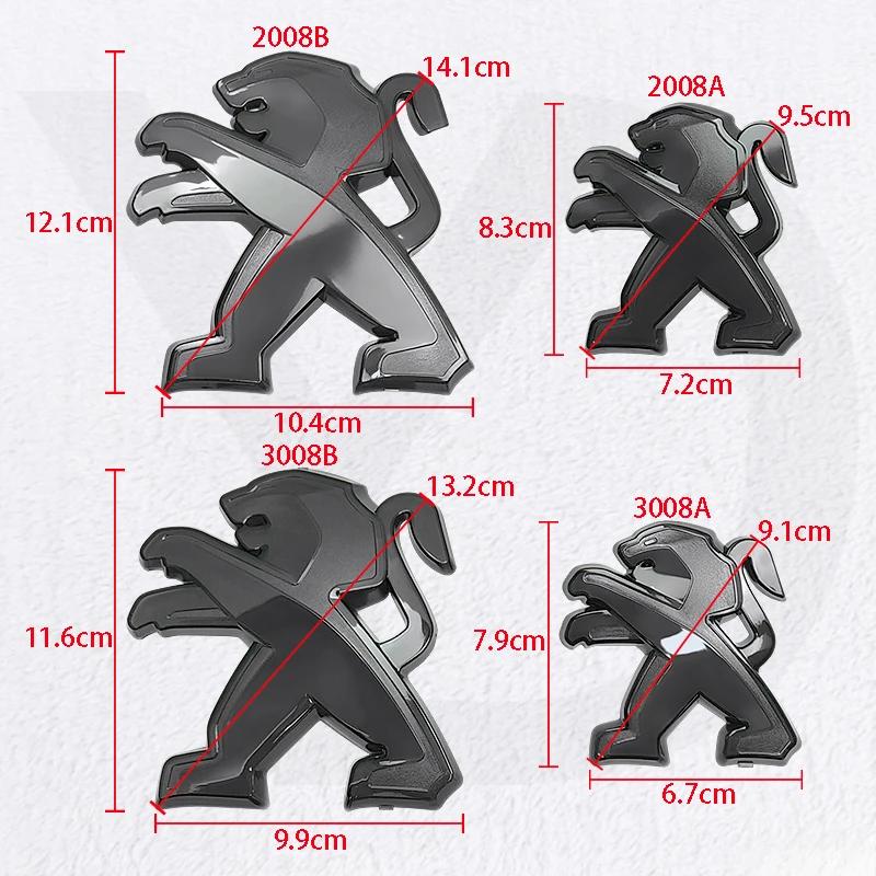 UHHA5 ABS Plastic Transparent Black Car Front Badge Rear Trunk Emblem Stickers for Peugeot 2008 3008 Auto Head Modified Decoration