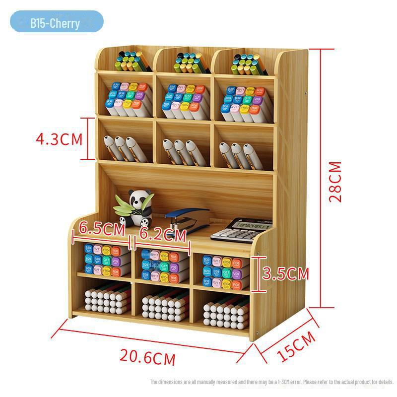 Nordic Style Wooden Desktop Pen Holder and Stationery Organizer
