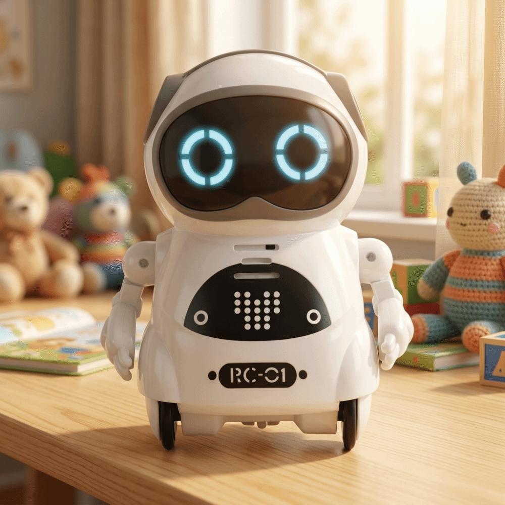 Plastic Pocket Robot White Interactive Robot Portable Talking Robot For Adults