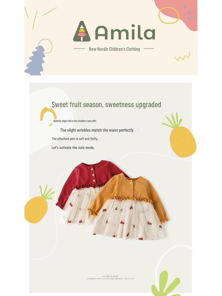 Премиальное детское платье принцессы: Коллекция Tongbei 2025 Осень/Зима для детей 3 лет — Новогоднее газовое платье.