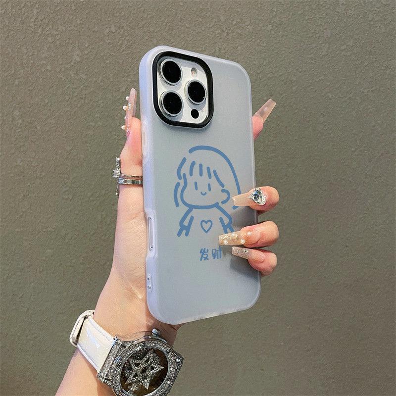 Матовый frosted чехол с рисунком, ощущением кожи, PC+TPU 2-в-1, с принтом милой девочки, защитный чехол, мягкая задняя крышка