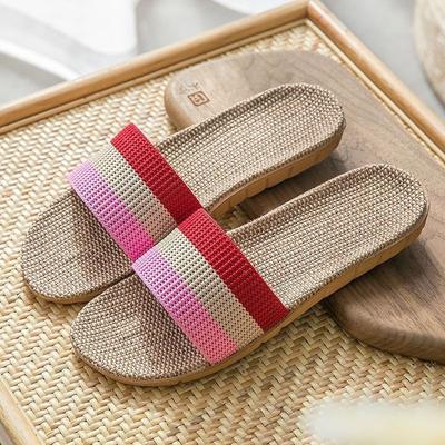 Домашние льняные тапочки женские летние парные домашние комнатные офисные летние домашние тканевые прохладные тапочки мужские нескользящие