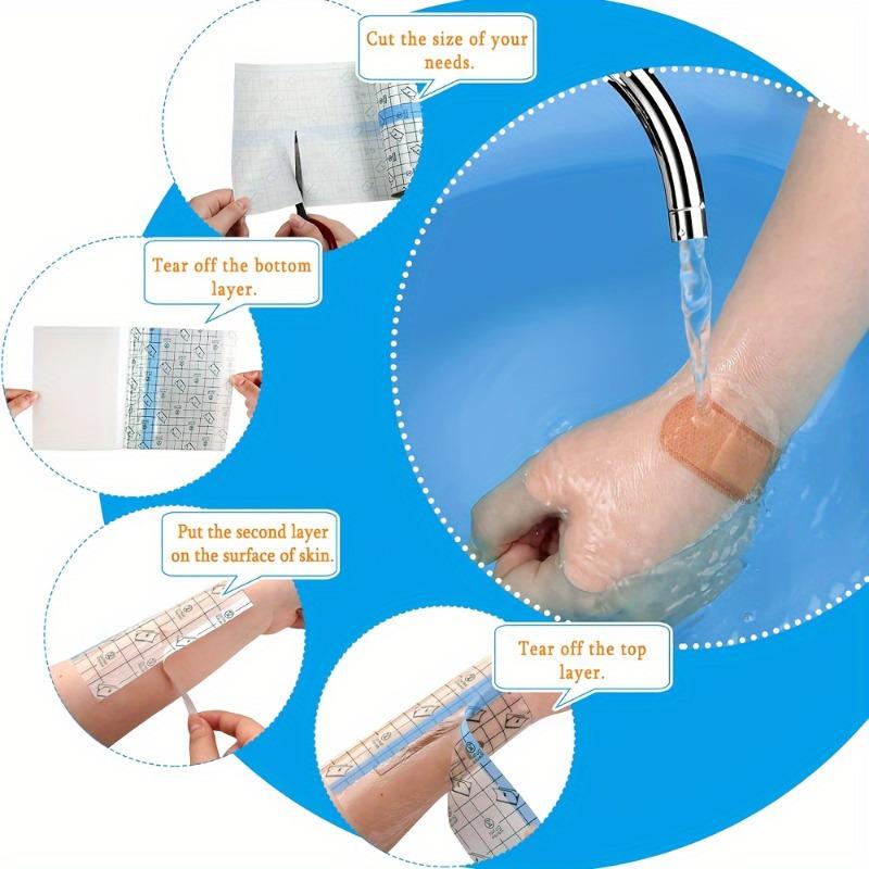 5 Rolls Of, Transparent, Stretchable Bandages - Ideal for Swimming, Showering & Tattoo Care, Secure Adhesive with Grid Patterns