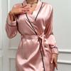 Pink Bride Bridesmaid Wedding Robe Spring Summer Female Sleepwear Kimono Bathrobe Gown Loose Casual Satin Home Dress Loungewear