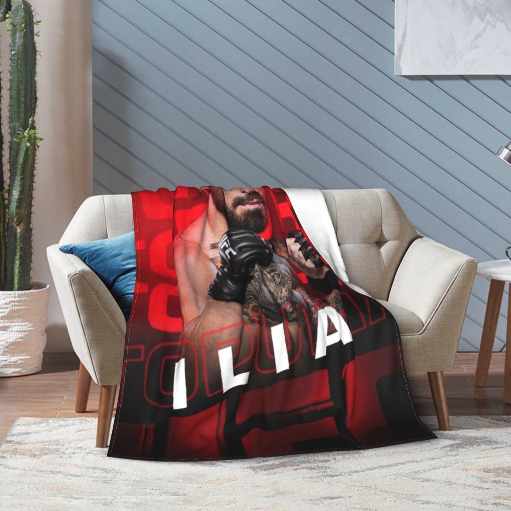 Ilia Topuria Wrestling Wrestler Blanket Multiple Sizes Warm Cozy Fluffy  Throw Blankets for Couch Sofa and Bed
