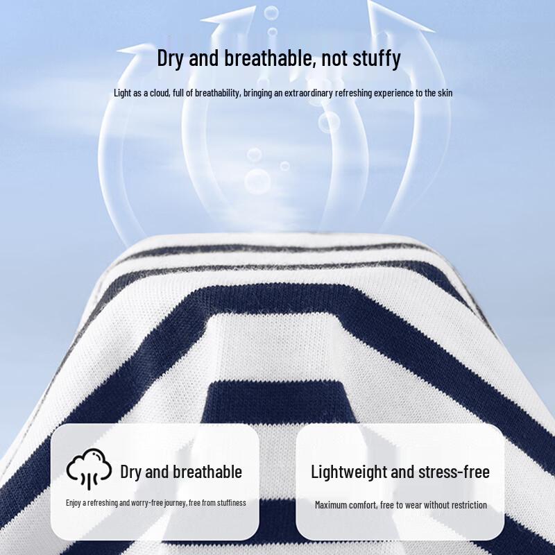 MINISO Женская хлопковая полосатая футболка с длинным рукавом