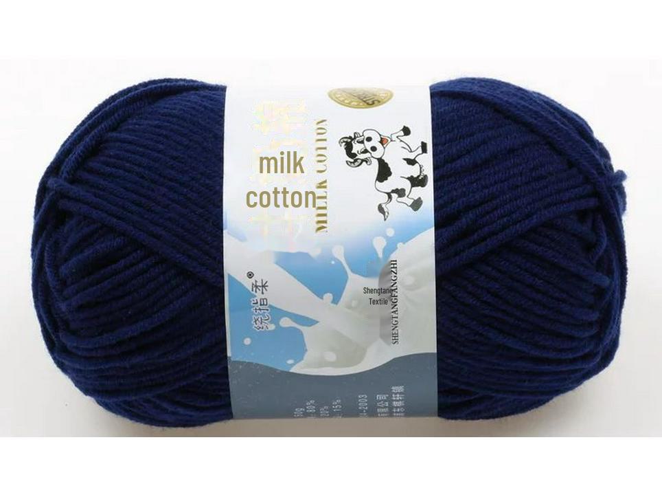 Комплект из 5 нитей детской шерстяной шапки и шарфа из молочной хлопковой пряжи средней толщины, ручная работа