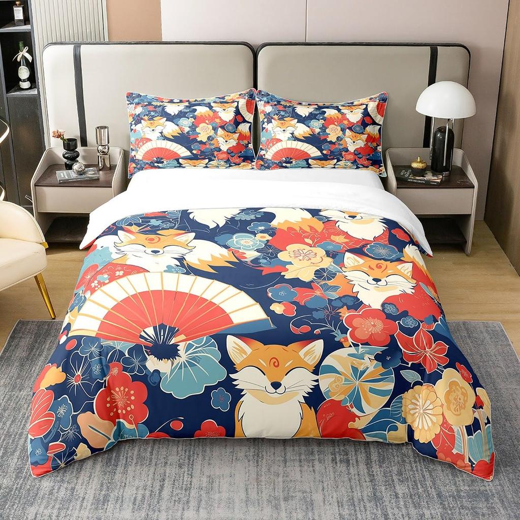 Fox Duvet Cover Sets For Kids Teens Quilt Covers Lightweight Down Room Decor Queen King Size 2 Pillowcase 1 Duvet Cover No Quilt