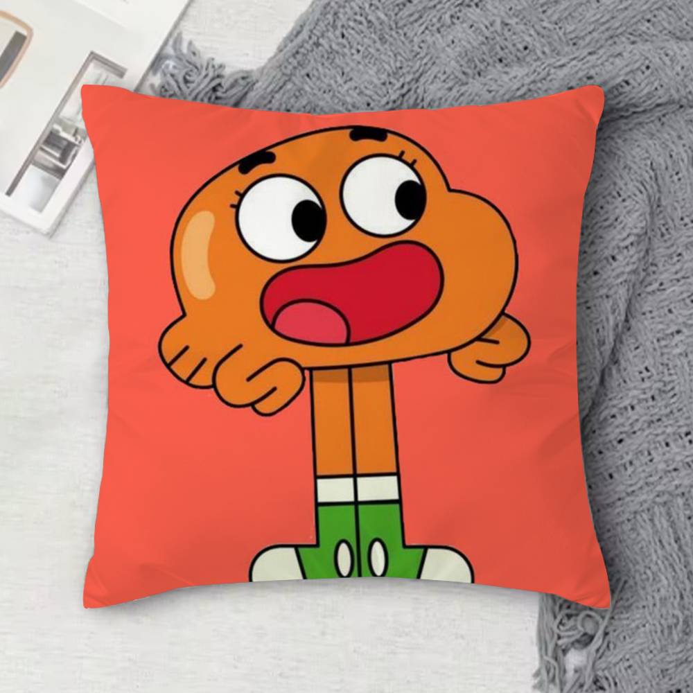 TThe Amazing World of Gumball Doublesided Printed Square Decorative Cushion Cover for Sofa Living Room Home Decor