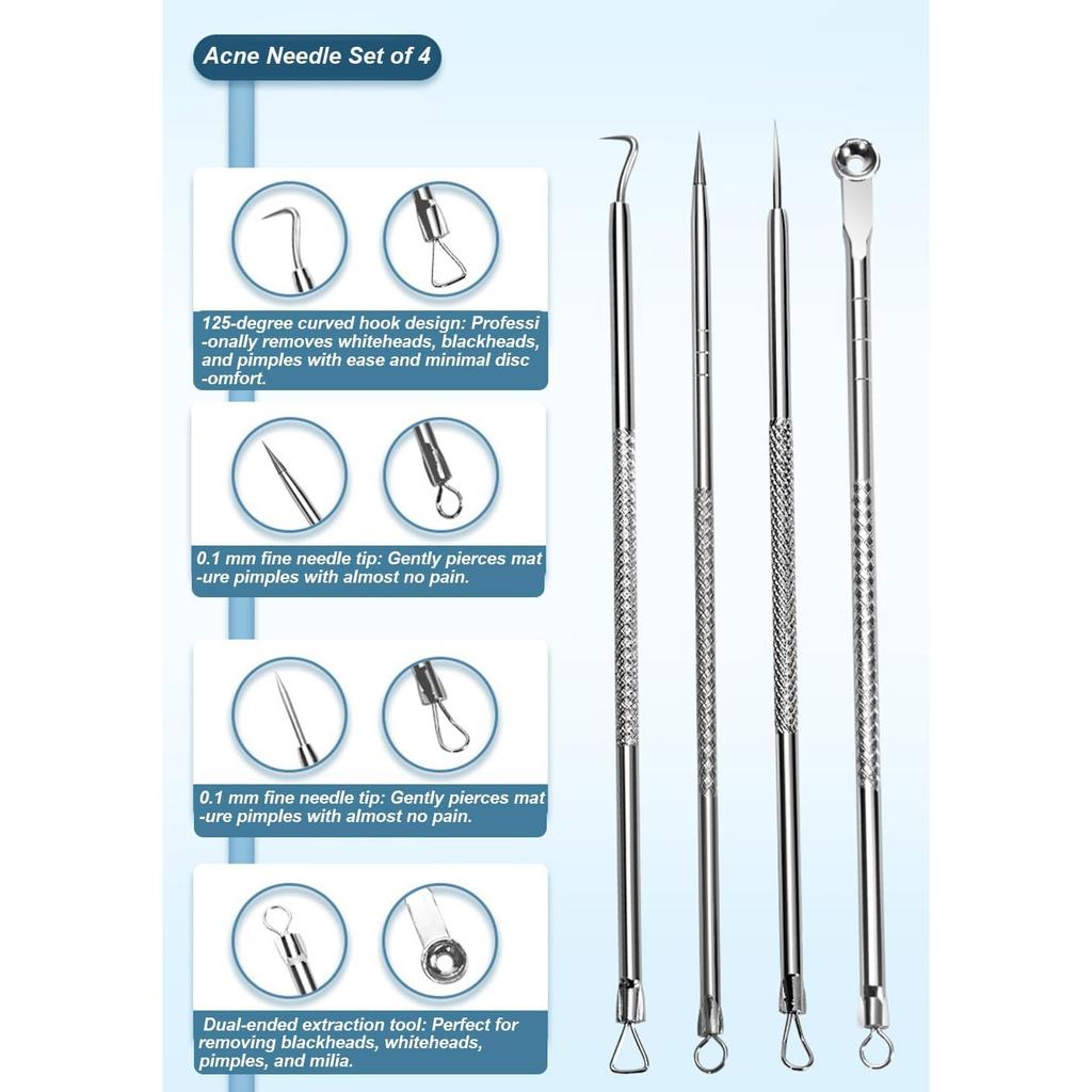 Набор инструментов для удаления черных точек из нержавеющей стали, средство для удаления черных точек класса Blackhead Extraction Blackhead / Whiteheads / MI2 / Pimples Remover For Face