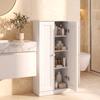 Narrow Bathroom Cabinet, Slim Storage Cabinet with 2 Doors & 4 Tiers, Freestanding Narrow Cupboard