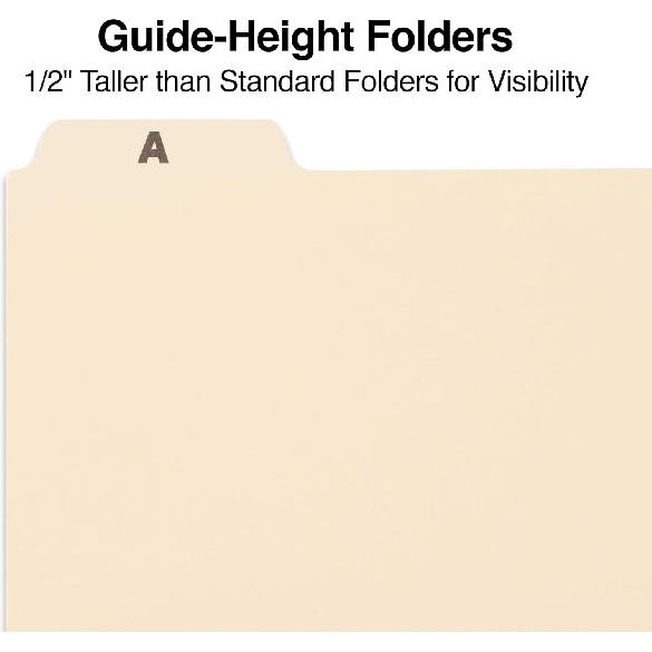 Staples A-Z Index File Guide, Letter, Manila, 25/Set