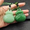 Imitation Jade Blessing Pendant, Light Green Jade Double-sided Blessing Bag Necklace, and Field Jade Jasper Blessing Pendant
