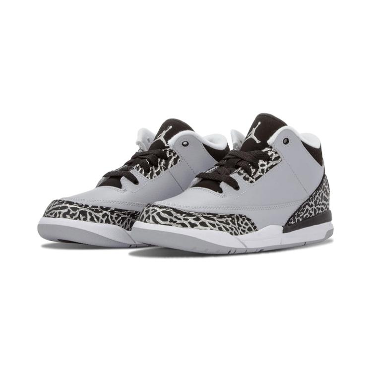 Jordan Air Jordan 3 Retro 'Wolf Grey' Mid top Children's Basketball Shoes Gray Black Children Aged 3 7 Years Old 429487-004