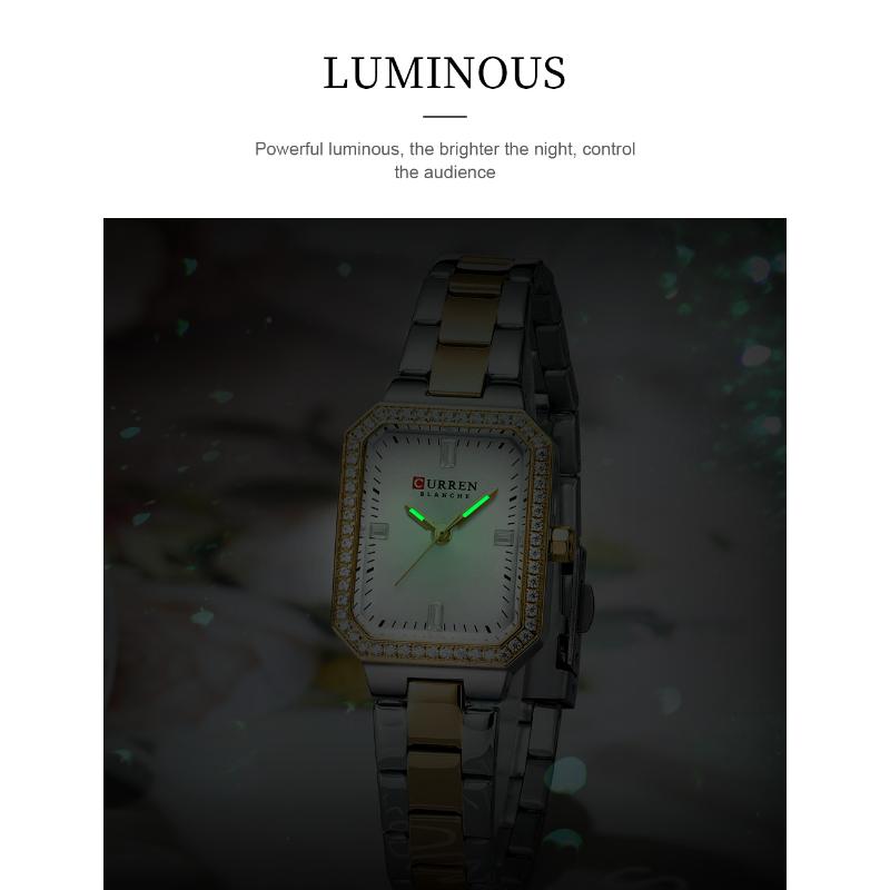 CURREN Женские часы кварцевые часы для дам простые элегантные наручные часы из нержавеющей стали водонепроницаемые светящиеся женские часы