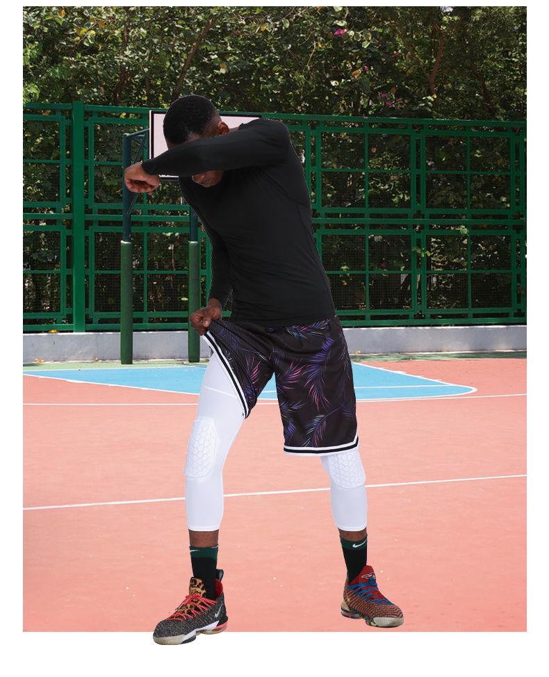 Мужские компрессионные баскетбольные штаны длиной семь восьмых с сотовой структурой и защитой коленей