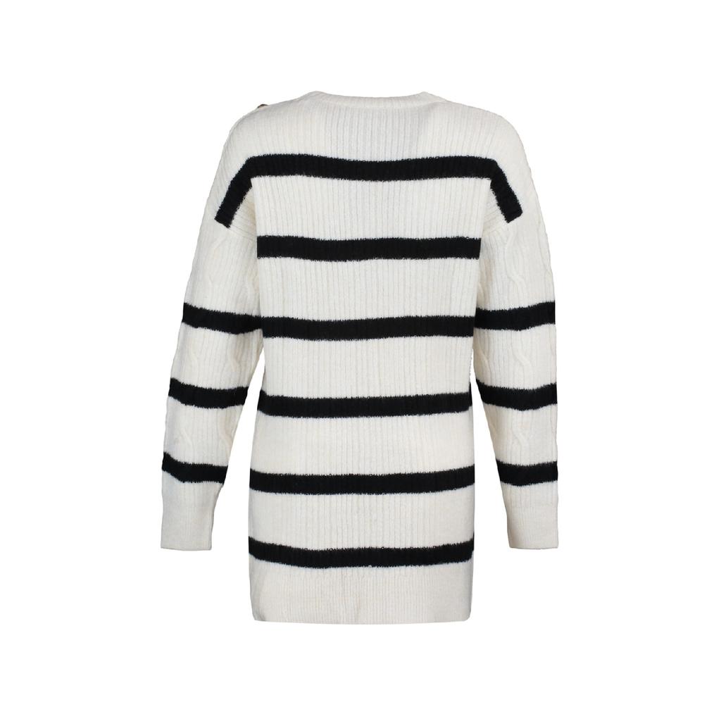 Трикотажный свитер в полоску цвета экрю на пуговицах Tctaw23ak00063