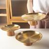 1шт Высокая фруктовая тарелка Серебряная десертная тарелка Легкая роскошная деревянная основа поднос для фруктов Золотой 2 цвета