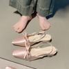 Gentle Mary Jane Shoes Temperament Celebrity Bow Square Head Shallow Mouth Back Empty Night Sandals