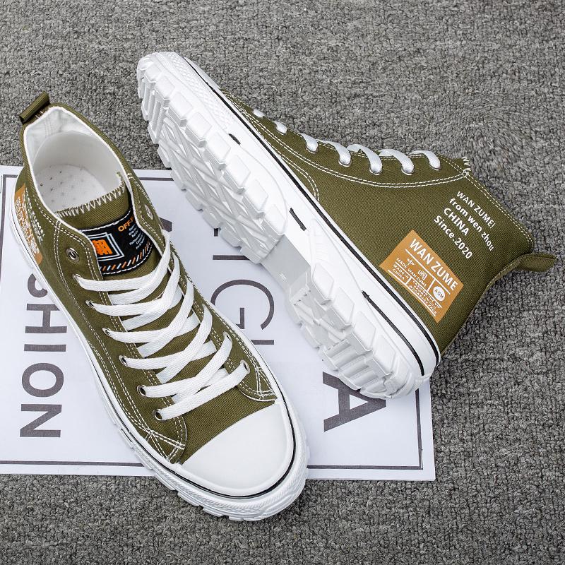 Модные мужские трендовые парусиновые туфли с высоким берцем. Мужская повседневная крутая обувь в уличном стиле. Кроссовки в стиле хип-хоп для подростков.