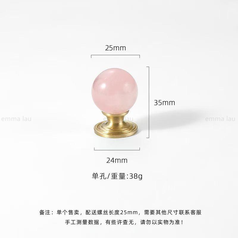 Pink White Crystal Ball Furniture Handle Round Brass Door Drawer Knobs Cabinet Handles For Kitchen Cupboard Wardrobe Pulls Diy