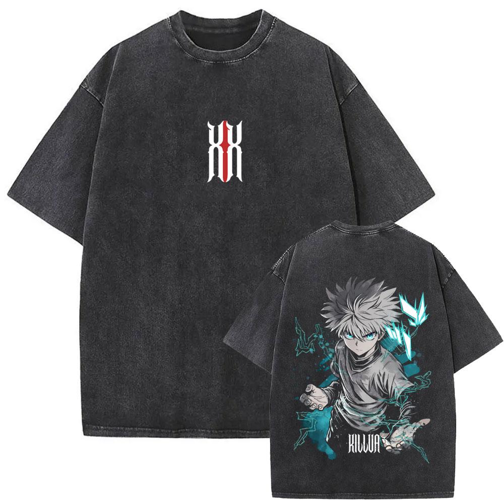 Anime Hunter X Hunter Vintage Washed Tshirt Phantom Troupe Spider Chrollo Lucilfer Merch T Shirt Men Women Manga Retro Tshirts