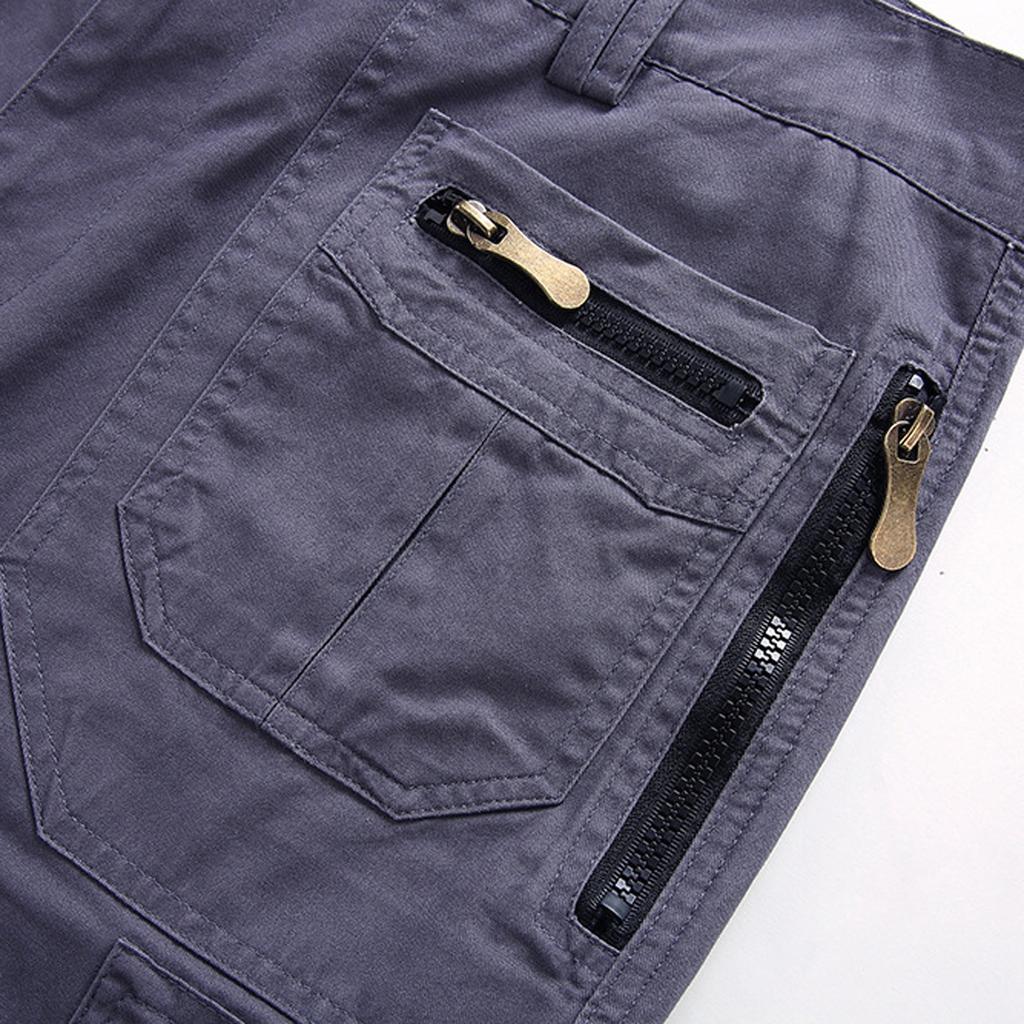 Men's Capris Loose Straight Tube Casual Multi Pocket Cotton Work Shorts