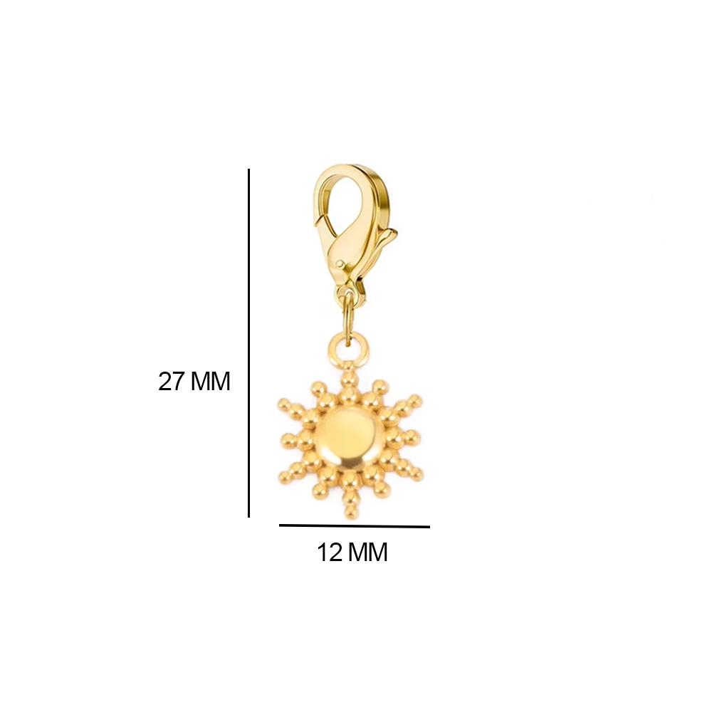 Mini Charms with Lobster Clasp Stainless Steel Gold DIY Pendant for Figaro Chain Bracelet Woman Flower Heart Sun Jewelry