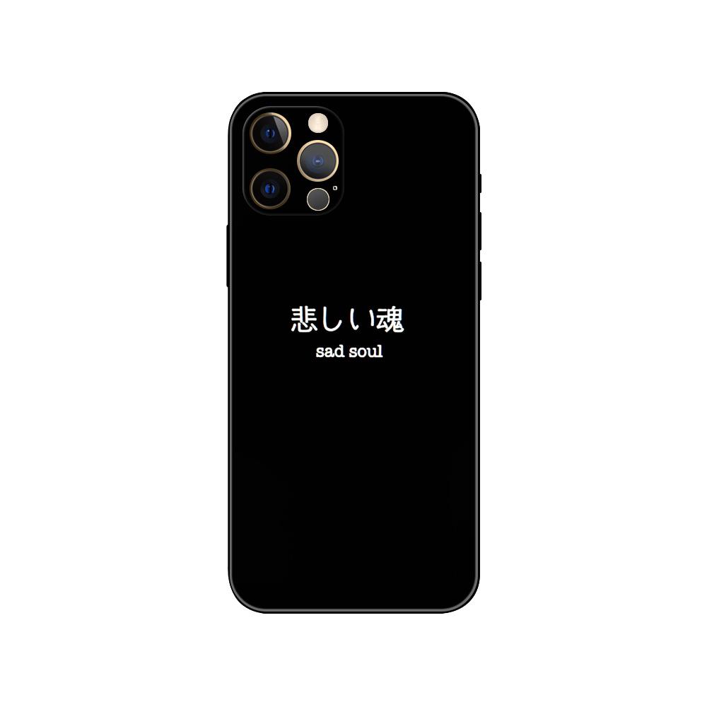 Эстетический чехол для телефона с японским аниме для iphone 5 5S 2020se 6 6s 7 8 plus x 10 XR XS 11 12 13 mini pro MAX, черная задняя крышка из ТПУ