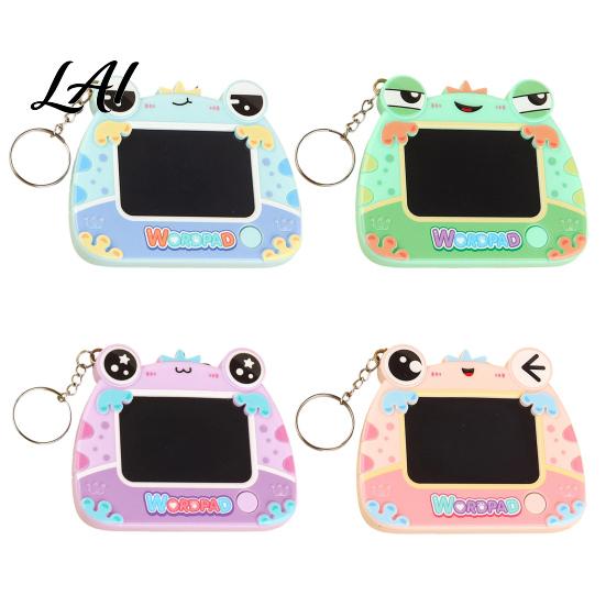 Student Decompression Toy Mini Drawing Board Keychain for Kids Cartoon Frog Writing Pad with Erasable Key Ring Hanging Doodle Sketch School