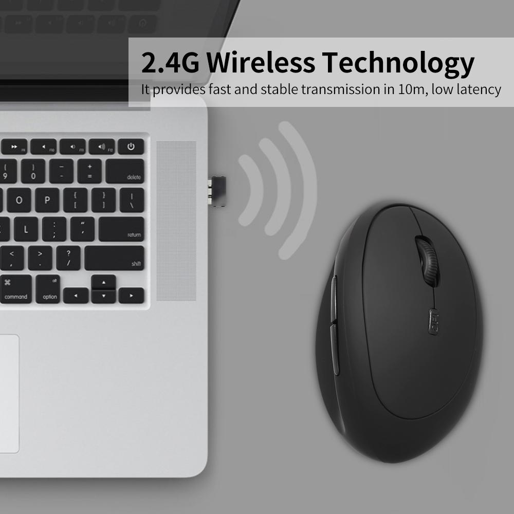 2.4G беспроводной или проводной (необязательный) Оптическая вертикальная мышь, 6 клавиш, эргономичные офисные мыши, встроенная 3-скоростная регулировка разрешения