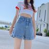 Women's High-Waist A-Line Denim Shorts - Summer 2021 Fashion, Loose Fit, Rolled Hem, Slimming Hot Pants