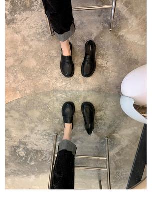 Кожаные лоферы детские 2025 новые платформа туфли из маленькой кожи весна и осень толстый каблук британский стиль женская обувь Shilin